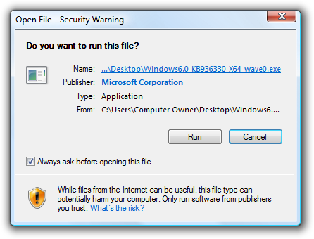 Windows security warning