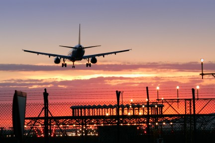 airplane landing at airport