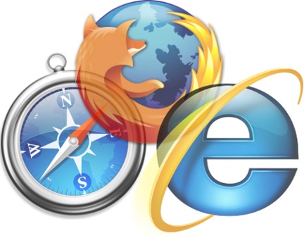 IE, Firefox, and Safari Logos