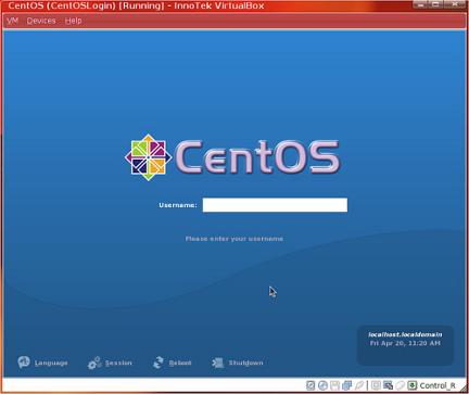 CentOS running in VirtualBox