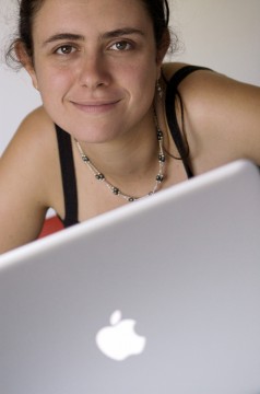 woman using computer