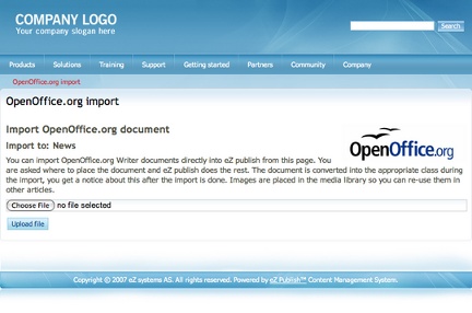 OpenOffice import in eZ publish