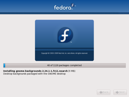 Fedora install screen