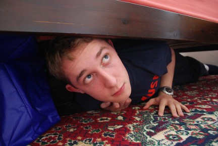 hiding under the bed