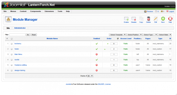 Joomla configuration