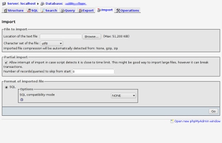 phpMyAdmin screenshot