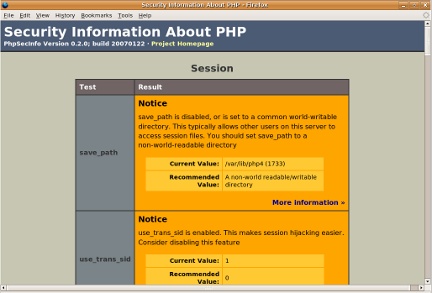 PHPSecInfo screenshot