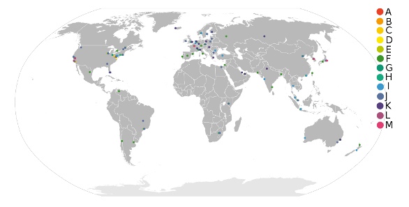 Root nameserver map