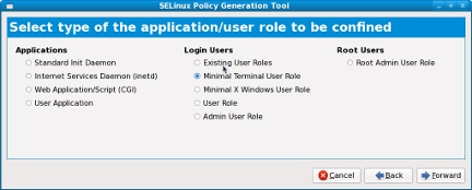 SELinux graphical policy configuration