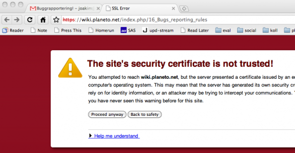 Untrusted site certificate