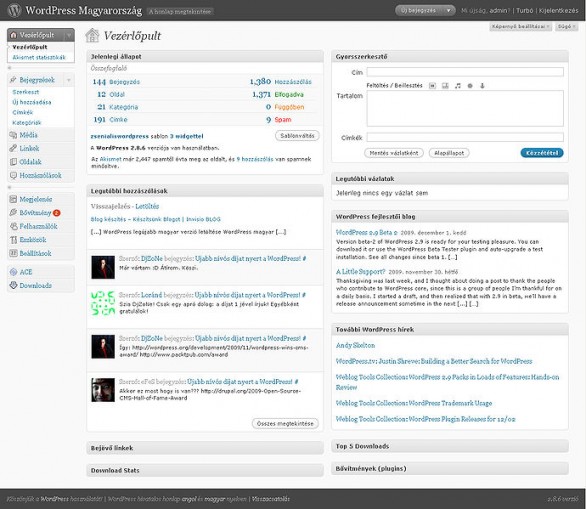 Wordpress backend