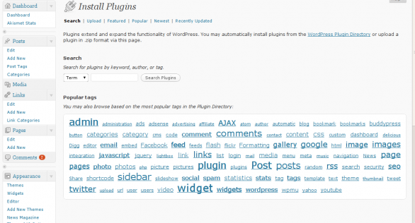 Wordpress plugins install