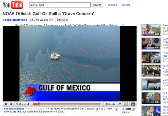 YouTube NOAA gulf oil spill